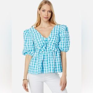 Lilly Pulitzer blue and white checkered top